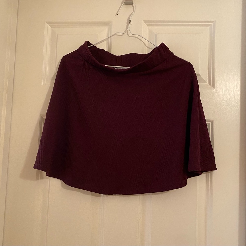 Maroon cotton textured mini skirt